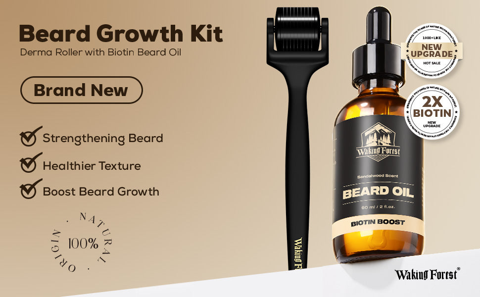 Biotin Beard Growth Kit for Men with Derma Roller 0.25 mm